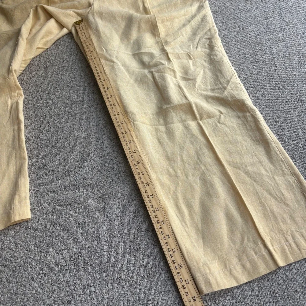 Maxini Linen Pants Mens 36 Pleated Yellow Straight Leg Dress Trousers